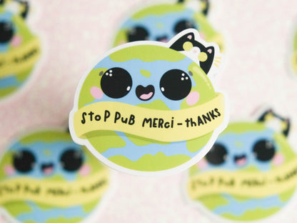 Sticker Water resistant Stop Pub - Plant Sticker - Cute Plant Sticker for Laptop - Save the Trees Sticker - Mail box sticker