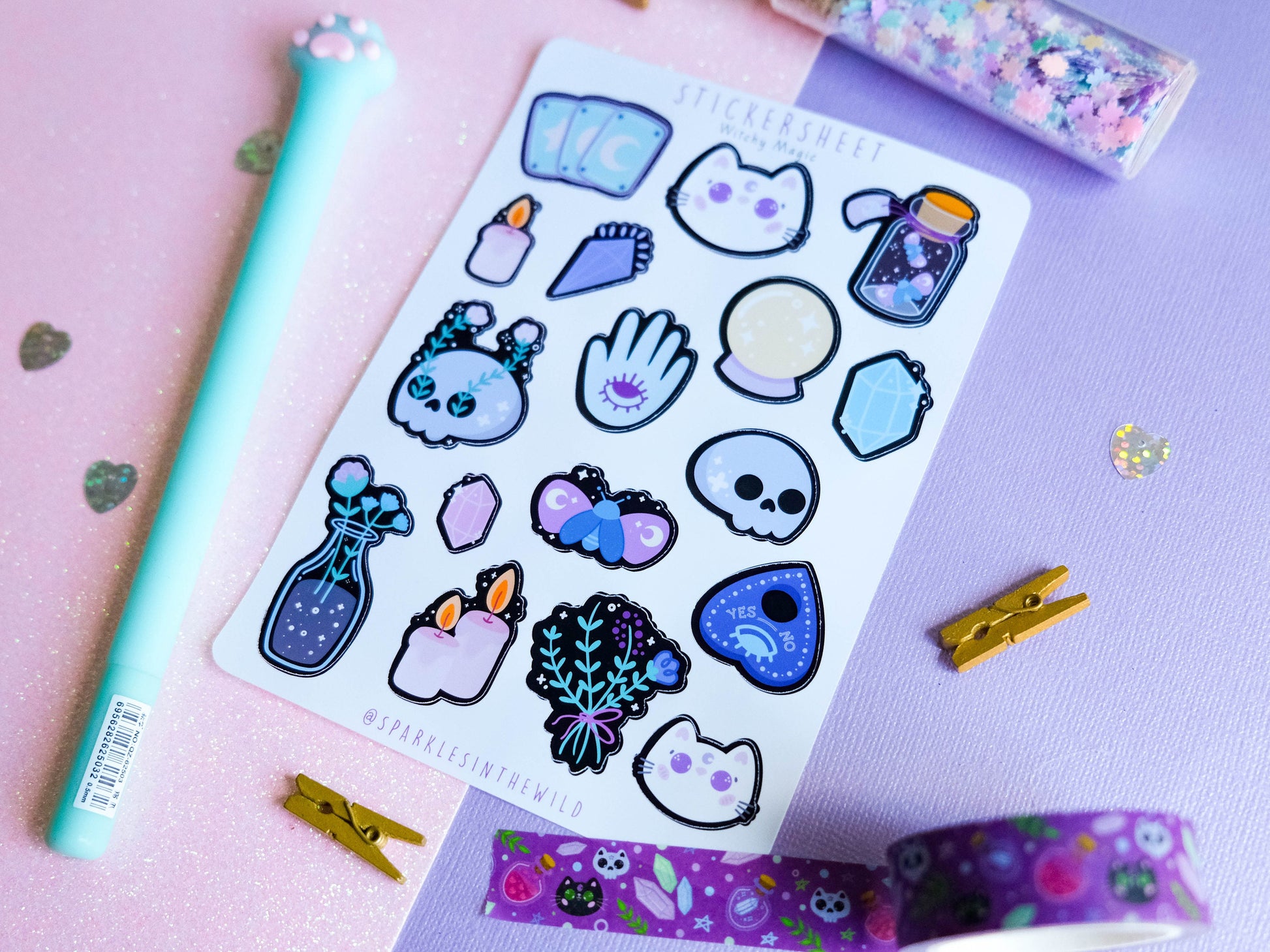 Stickersheet water resistant Witchcraft and Magical stickers perfect to decorate bujo and planners