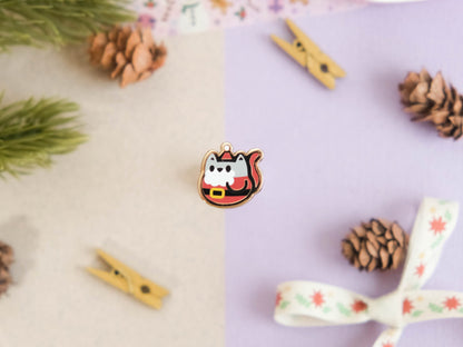 LIMITED EDITION - Mini Hard Enamel Pin Cute Cat with Santa outfit for Christmas perfect as board filler pin