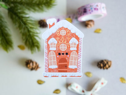 Sticker matte Cute Gingerbread House for Christmas perfect to decorate every surface to celebrate the Holidays