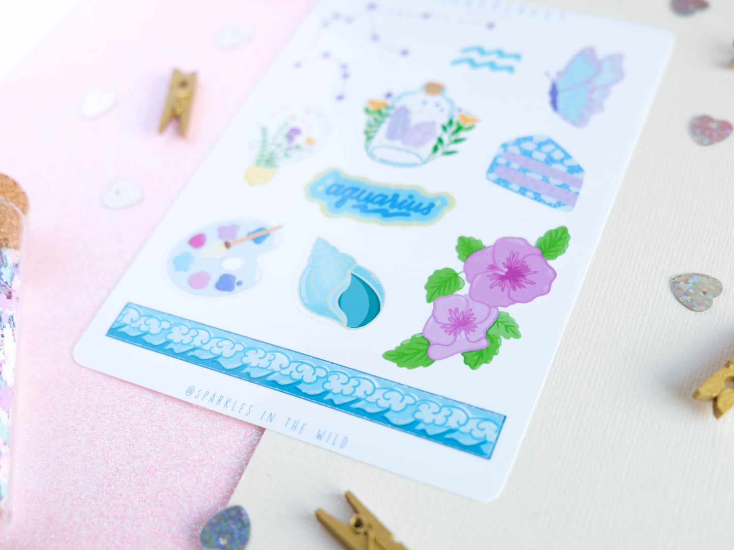 Sticker sheet Zodiac Aquarius perfect to add a personal touch to your favorite items with these Aquarius stickers. 
