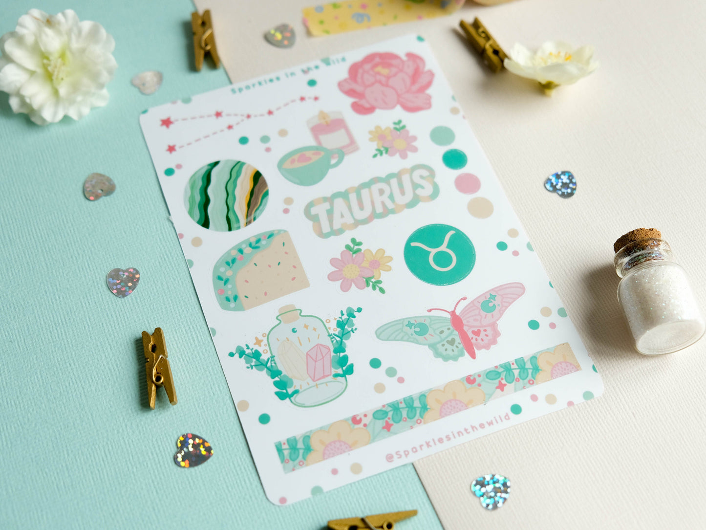 Sticker sheet Taurus astrology enthusiasts - Add a personal touch to your favorite items with this unique collection of Taurus stickers