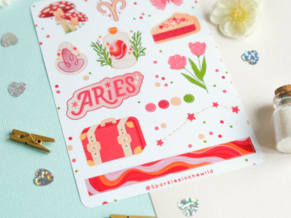 Sticker sheet Aries astrology enthusiasts - Add a personal touch to your favorite items with this unique collection of Aries stickers