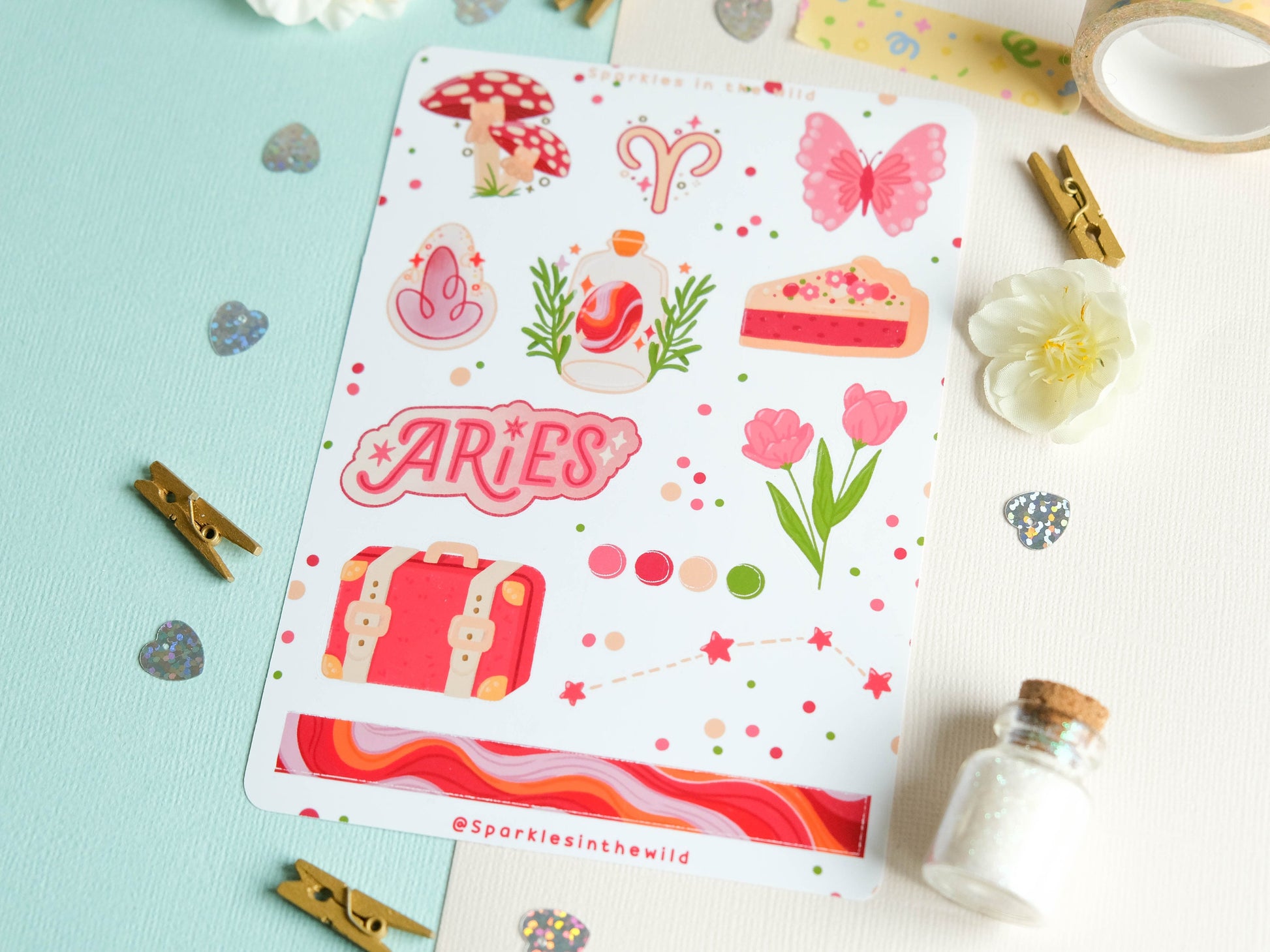 Sticker sheet Aries astrology enthusiasts - Add a personal touch to your favorite items with this unique collection of Aries stickers