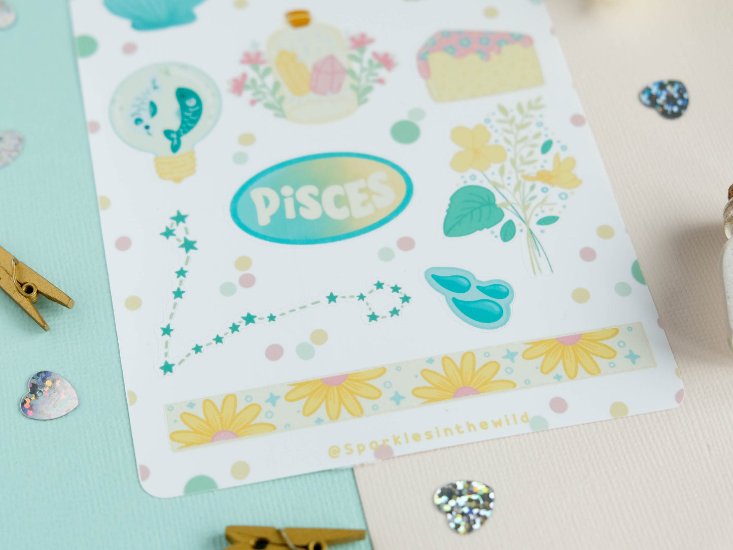 Sticker sheet Pisces astrology enthusiasts - Add a personal touch to your favorite items with this unique collection of Pisces stickers.