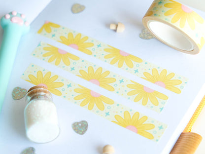 Washi tape kawaii flowers and daisies perfect for Spring 15mm x 10m - Masking tape flowers perfect to decorate bullet journal