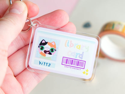 Keychain multicolored double-sided library card for book lovers and bookworm perfect for adding a touch of kawaii to your keys, bags